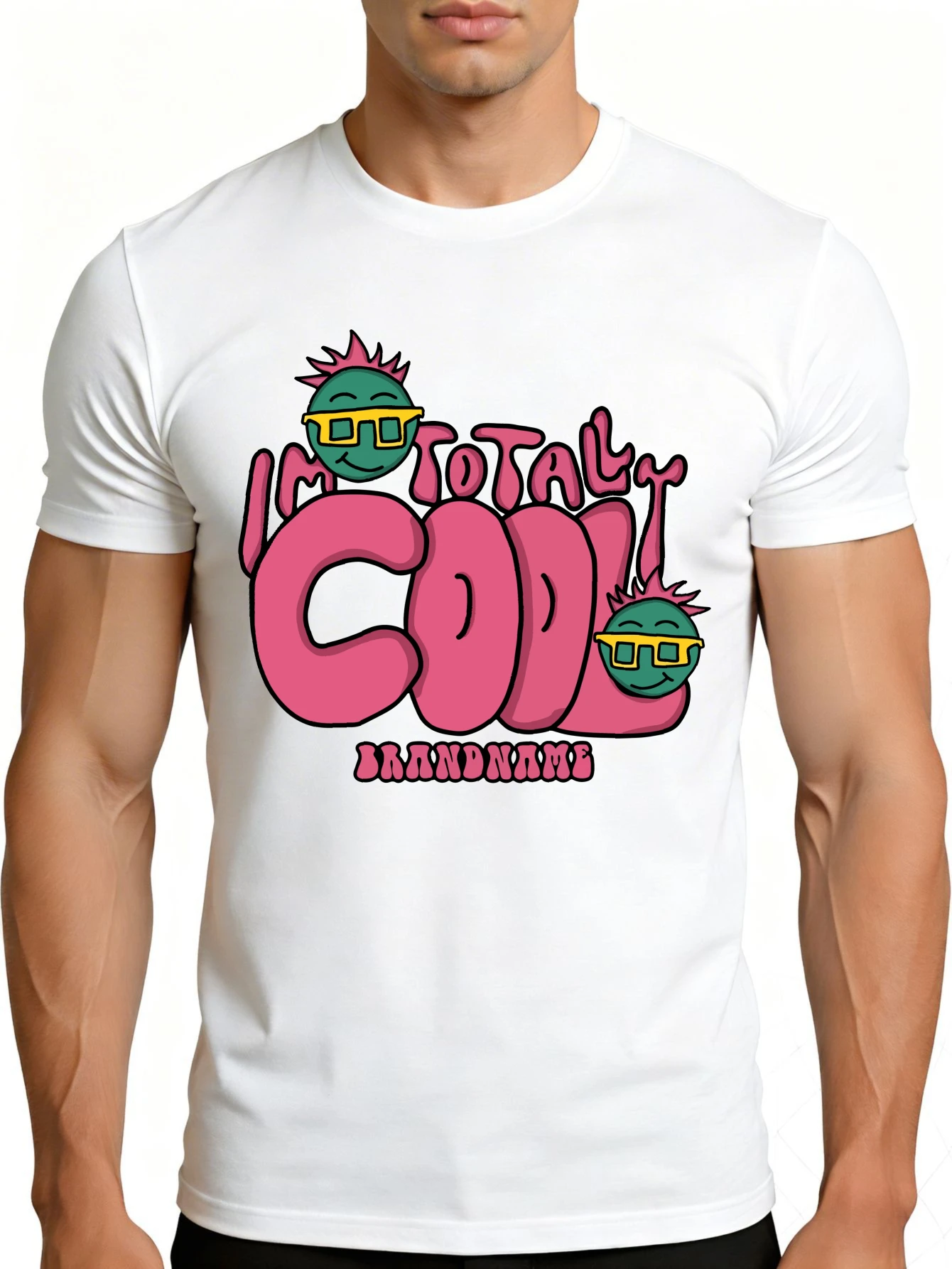Men's Graphic T-Shirt - Breathable, Soft, Lightweight - I'M Super Cool - Retro Fun Graphic Casual Short Sleeve Summer Top, Gift for Him