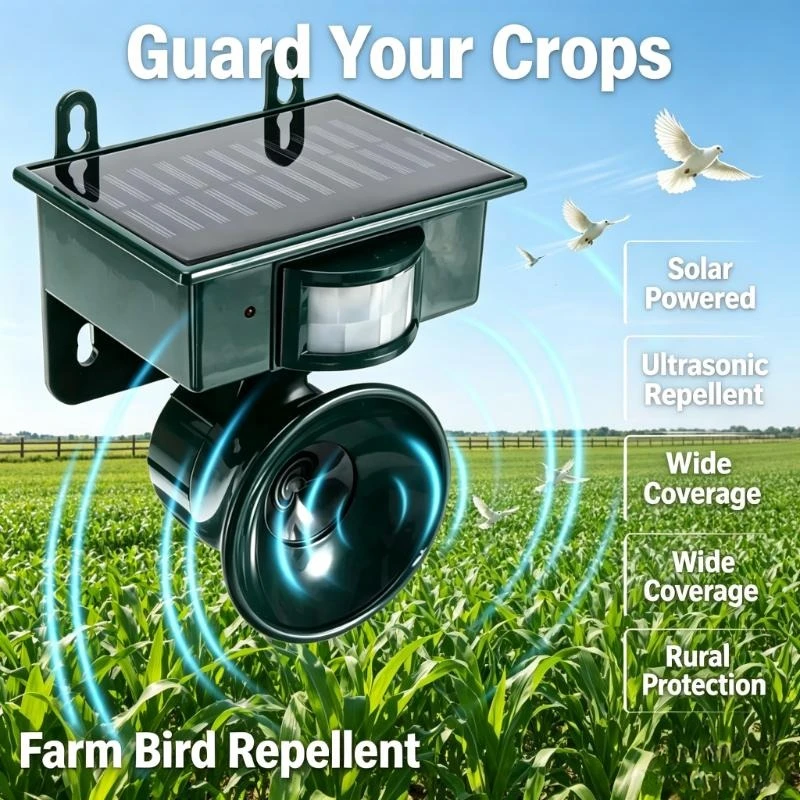 Solar Bird Scarer - Solar Ultrasonic Animal Deterrent Repels Cat