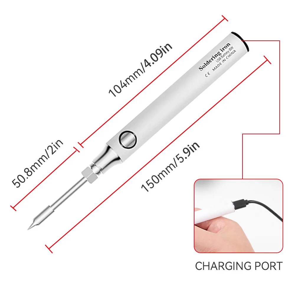 Saldatore per batteria al litio wireless USB da 8 W Penna per saldatura portatile da 5 V Ricaricabile Controllo della temperatura Attrezzatura per