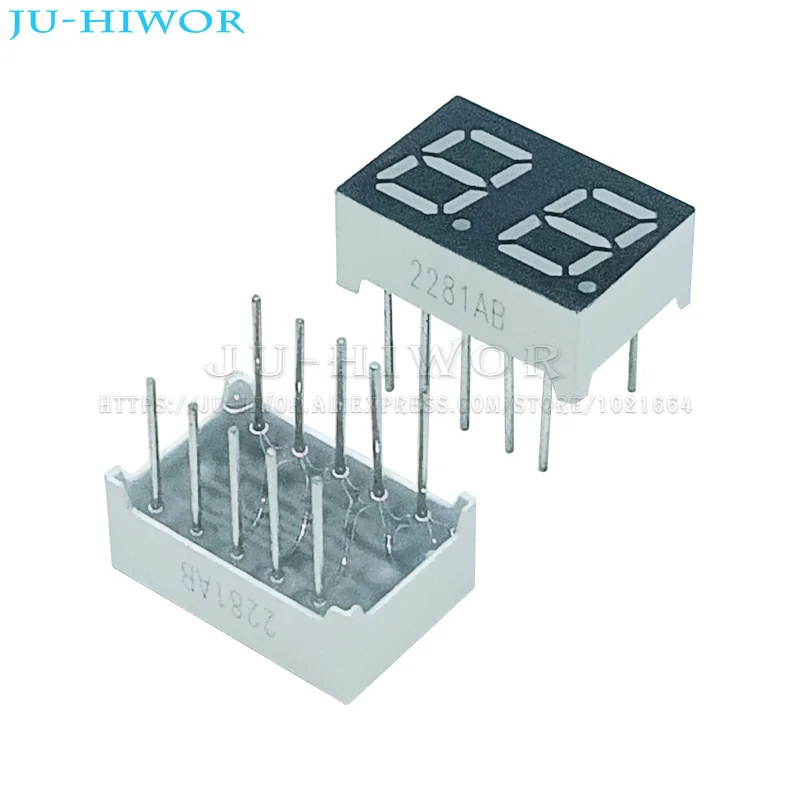 10pcs 0.28 Inch 10Pins 2281AB 2281BB 2 Digits Bits 7 Segment Blue LED Digital Display Digitron Common Anode Cathode C-C C-A