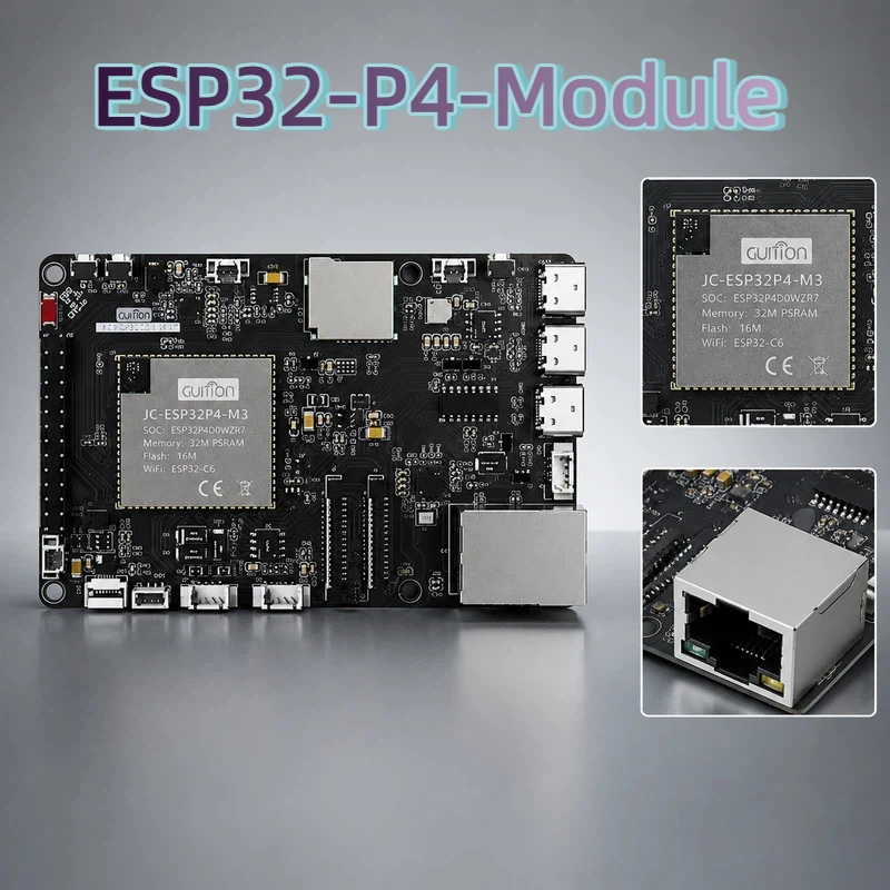 Carte de développement Gution ESP32 P4 avec module ESP32-C6, 16 Mo de mémoire Flash, 32 Mo de mémoire PSRAM intégrée, écran DSI, caméra et port Ethernet RJ45 100M