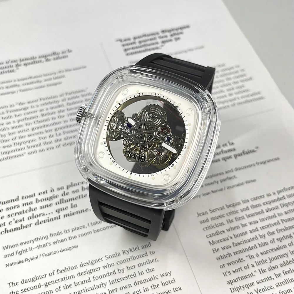 

New Women'S Watch 2026 Transparent Square Silicone Strap Luxury Quartz Watch, Fashionable Quartz Wristwatch, Women'S Gift