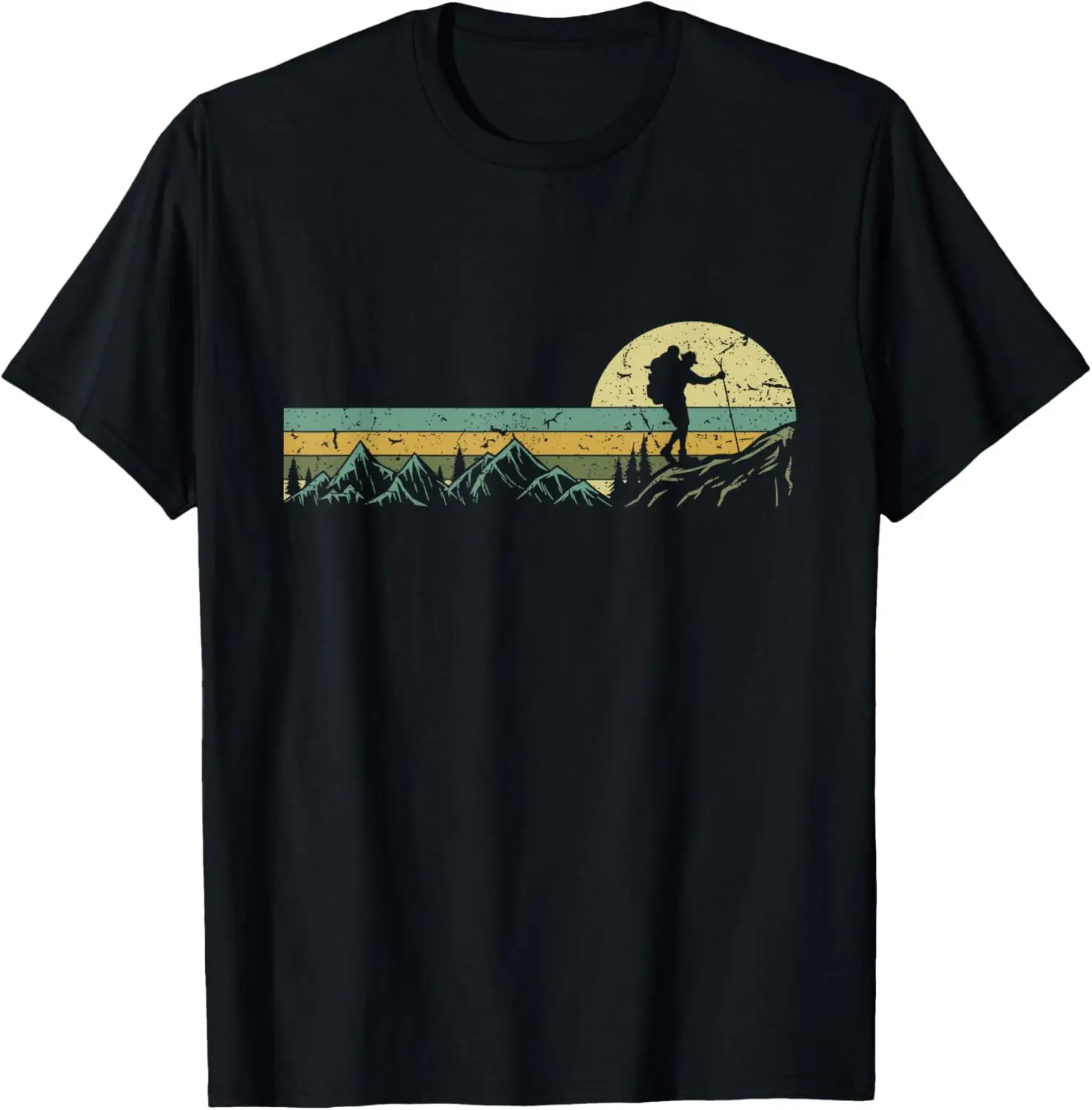 Funny Hiking Camping - Vintage Trees Wildlife Nature Forest T-Shirt 100% Cotton Trendy Y2K Short-Sleeve Tee – Soft, Quick-Drying, & Moisture-Wicking; Ideal for Sports or Casual Wear; Great Gift for Christmas or Halloween.