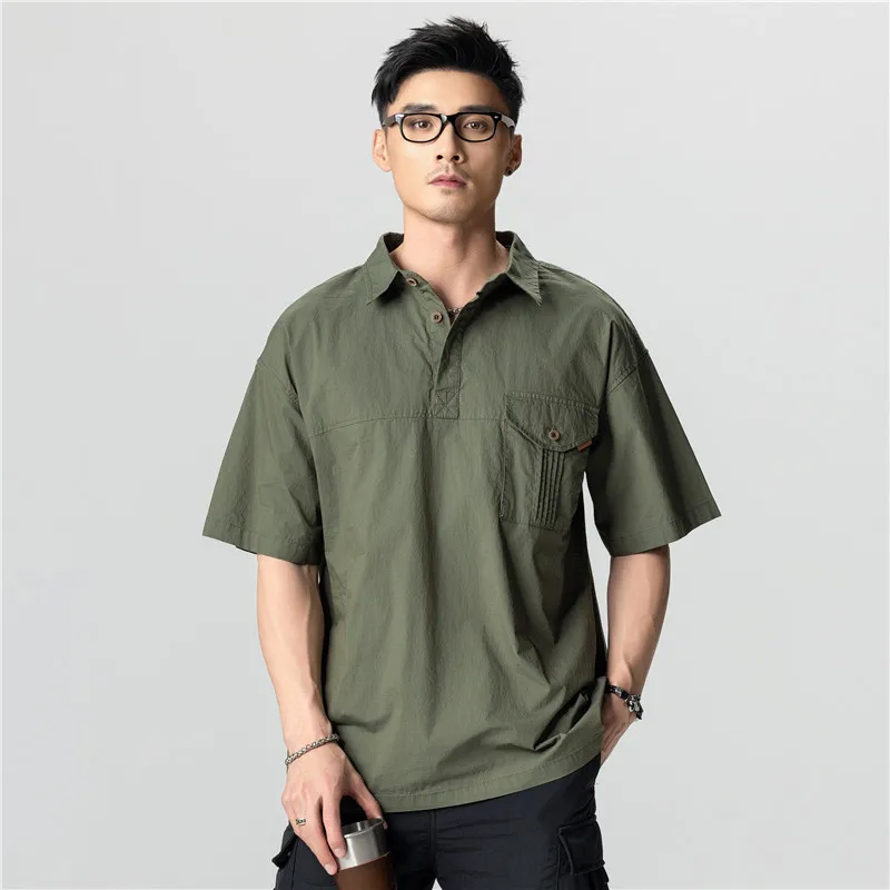 Summer new men's American POLO shirt T short-sleeved T-shirt loose lapel half-sleeved top