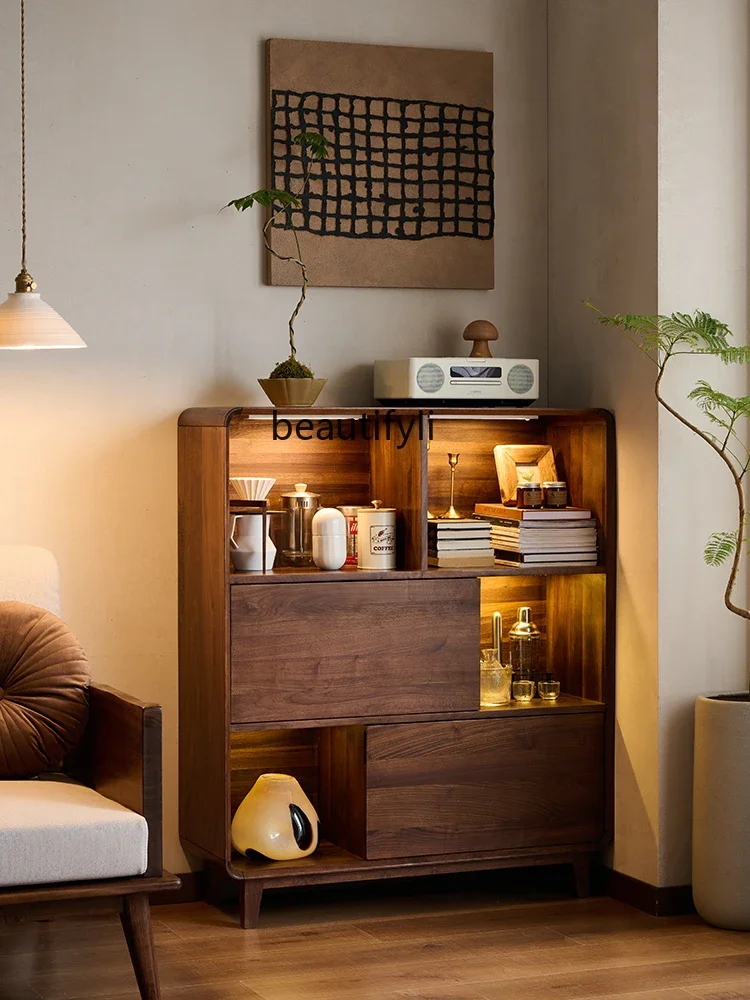 ss K178Bookcase living room study floor-to-ceiling storage low cabinet retro solid wood wall storage display cabinet