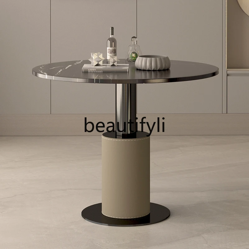 Italian light luxury marble edge few corners high-end creative reception negotiation small round table