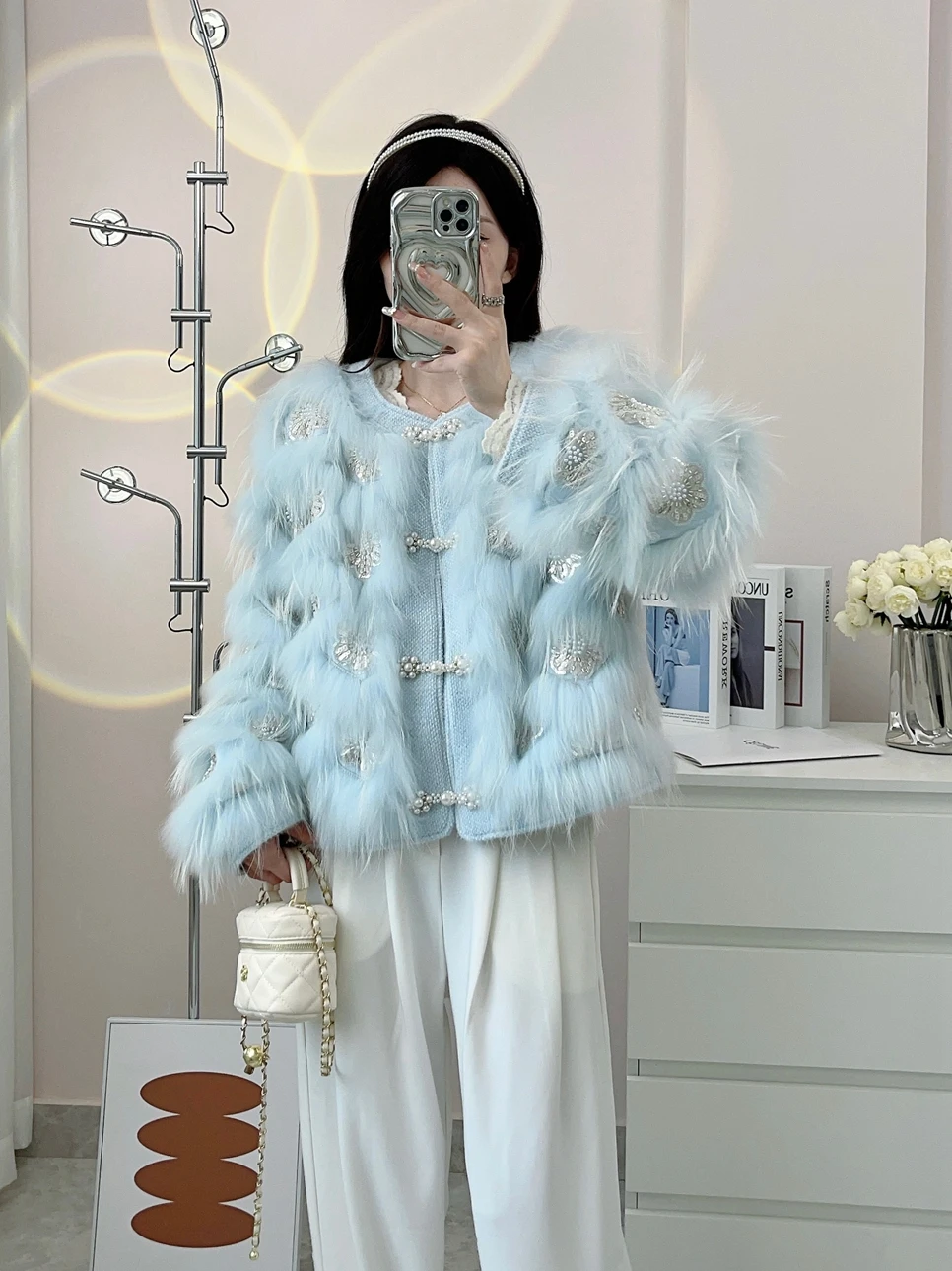 New 2023 Winter Clothes Elegant Socialite Raccoon Fur Fox Fur Coat Female High-End Luxury Long Sleeve Sweet Women\'s Fur Jackets