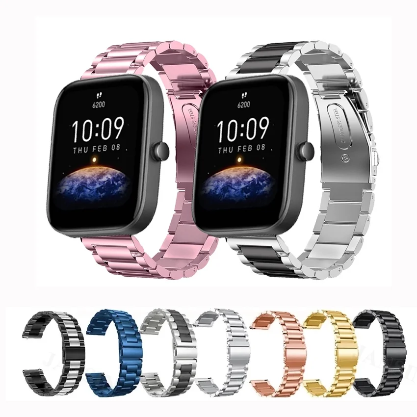 สายรัดโลหะสแตนเลสขนาด 20 มม. สําหรับ Huami Amazfit Bip 3 Bip3 Lite S U Pro