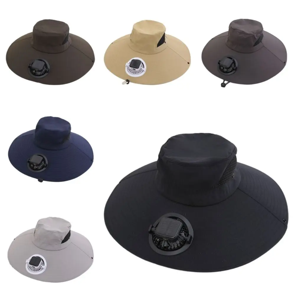 

New Wide Brim Solar Fan Hat Rechargeable UV Resistant Fisherman Hat Lightweight Large Eave Sun Hat Mountain Climbing