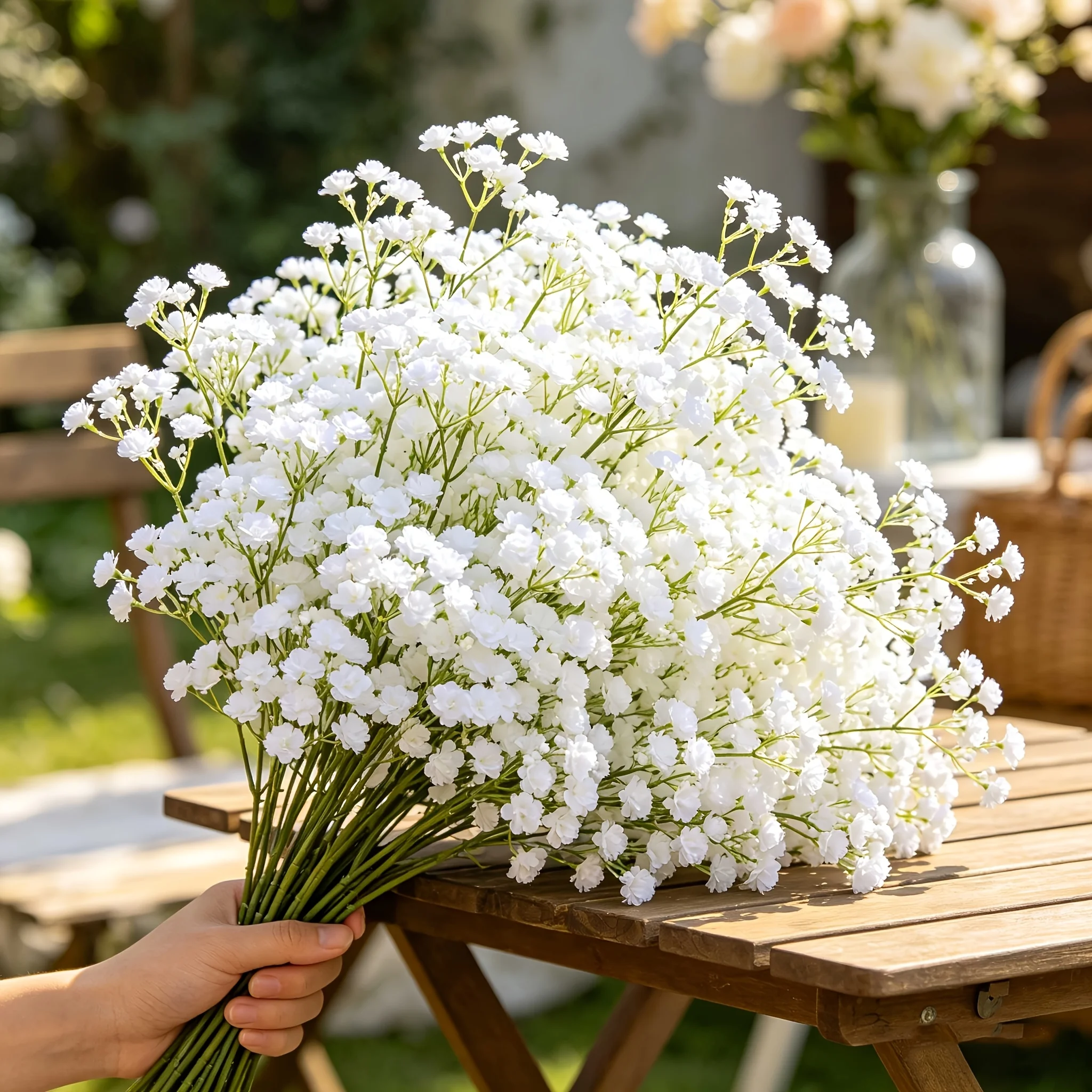 20 Sträuße, 600 Stiele Künstlicher Gypsophila, Weiße Kunstgypsophila-Sträuße für Hochzeitsdekoration – Detail 6