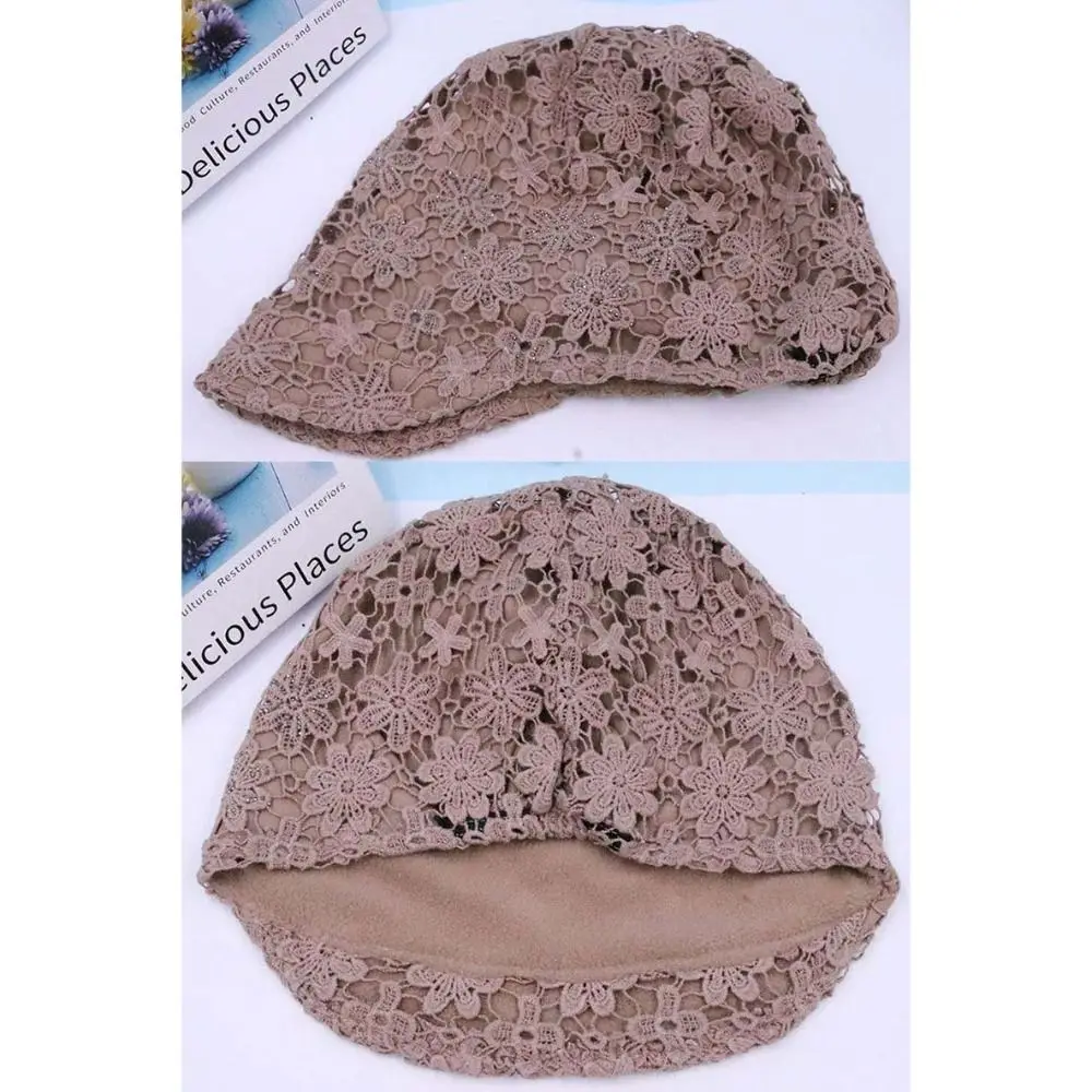 Hollow Out Flower Beanie Cap Breathable Embroidery Women Baseball Cap Brim Caps Casual Turban Beanies Hat Autumn Summer