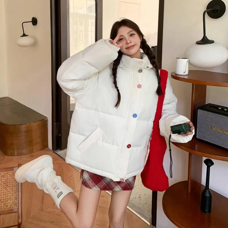 

Women's Padded Jacket Outdoor Daily Wear Pink Cotton Jacket Coat for Women Winter 2025 New Thick Parka Short Style Warm Cute