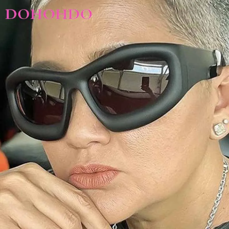 البخار فاسق إطار سميك Y2K الرجال النظارات الشمسية العلامة التجارية مصمم النساء مكبرة في الهواء الطلق القيادة الرياضية المتضخم يندبروف نظارات UV400