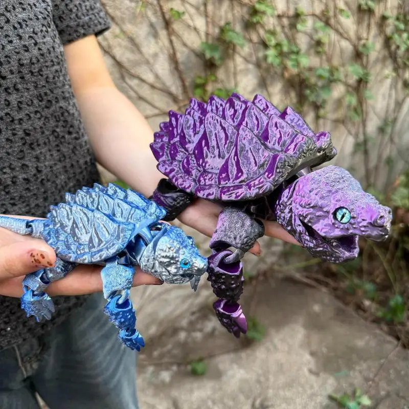 3D Printed Alligator Snapping Turtle Flexible Movable Joints Realistic Collectible Ornament for Home Desk Decor Reptile Lover G