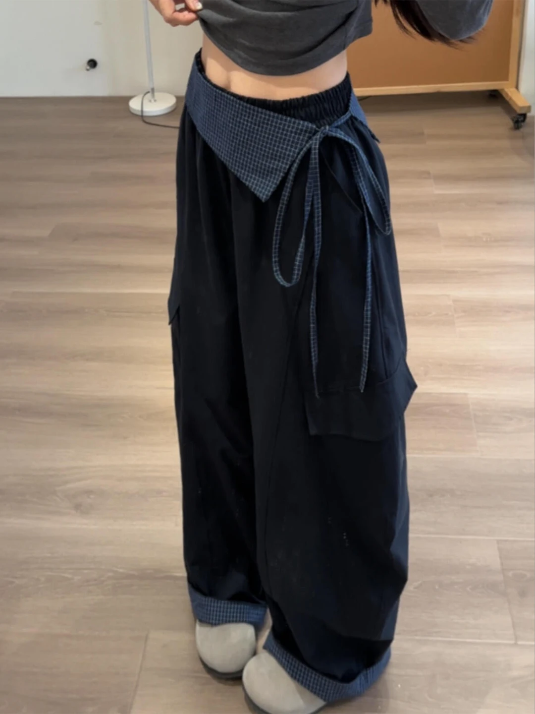 

Черные повседневные широкие брюки в рабочем стиле, свободные, в стиле BF, для женщин, модные, новинка 2026 года, с высокой талией, для дам