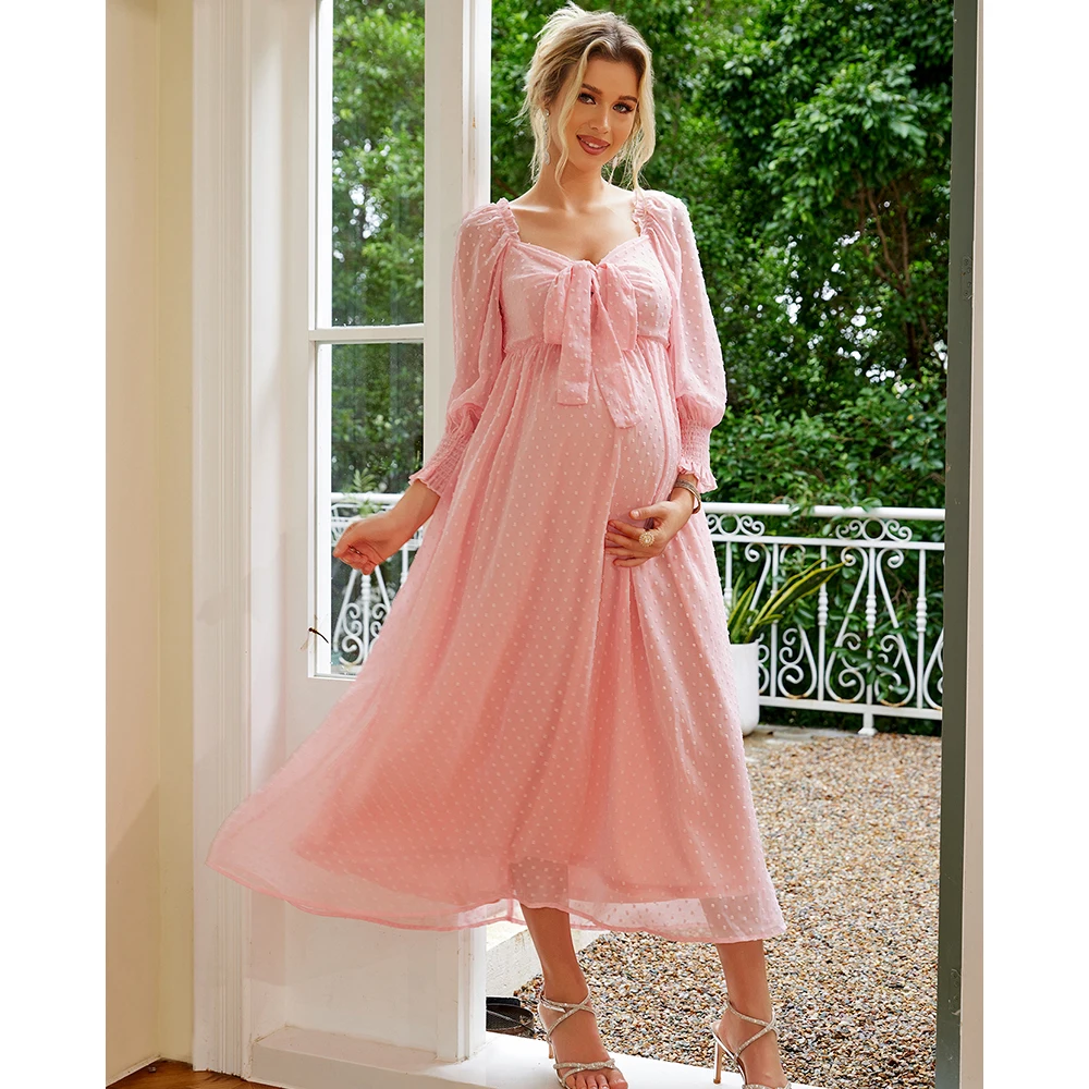 Suitable Photoshoot Elegant Dress For Pregnant Women Casual Mesh Summer Dresses Loose Design Maternity Fashion Ladies Loungewear