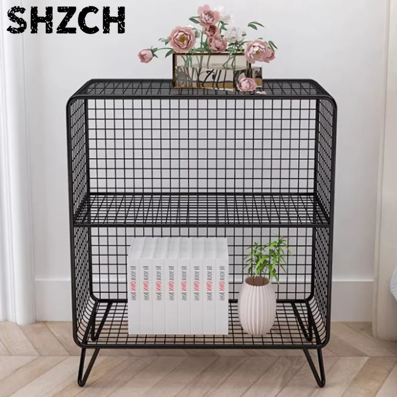 Minimalist Bedside Corner Cabinet for Clothing Store Multi-Layer Storage Bookshelf Light Luxury Grid Iron Decoration Rack