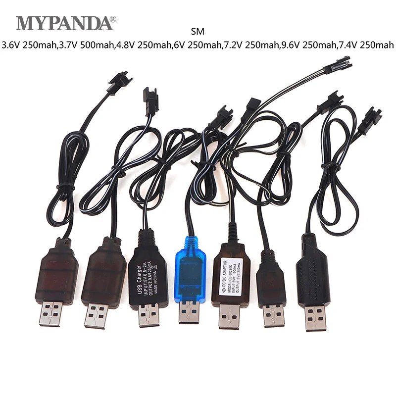 High Quality 3.6-9.6V 250mA NiMh/NiCd Battery USB Charger Cable SM 2P Forward Plug Remote Control Car USB Charger Electric Toy~