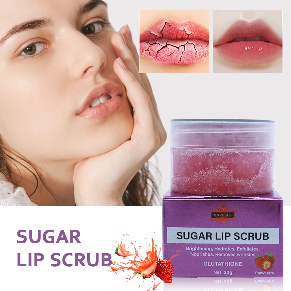 5D Gluta Sugar Lip Scrub Brightening Hydrates Exfoliates Nourishes Removes Wrinkles Lip Care Beauty  Removal Dark Lips