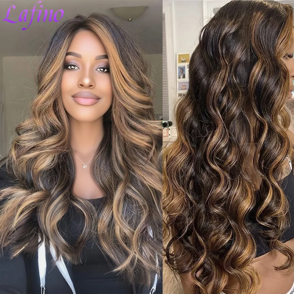 200 High Density Body Wave P4/27 Highlight 13x4 13x6 HD Lace Frontal Wig Brazilian 100% Remy Colored Loose Wave Human Hair Wigs