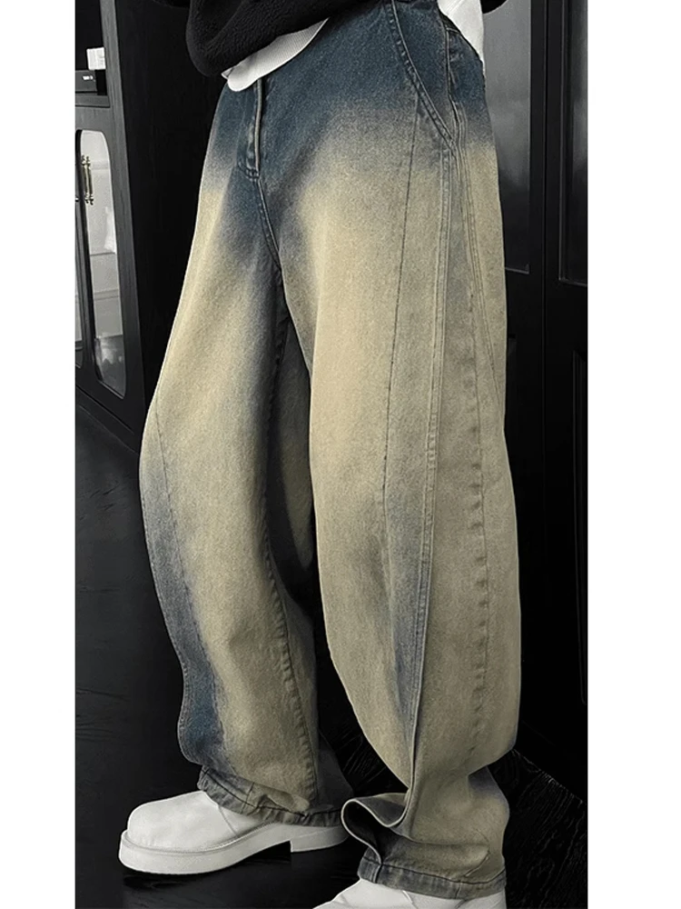 

Dragon Tao Tao Men's Loose Straight Leg Jeans Knife Design American High Street Autumn Winter Denim Pants Youth Trendy Wear