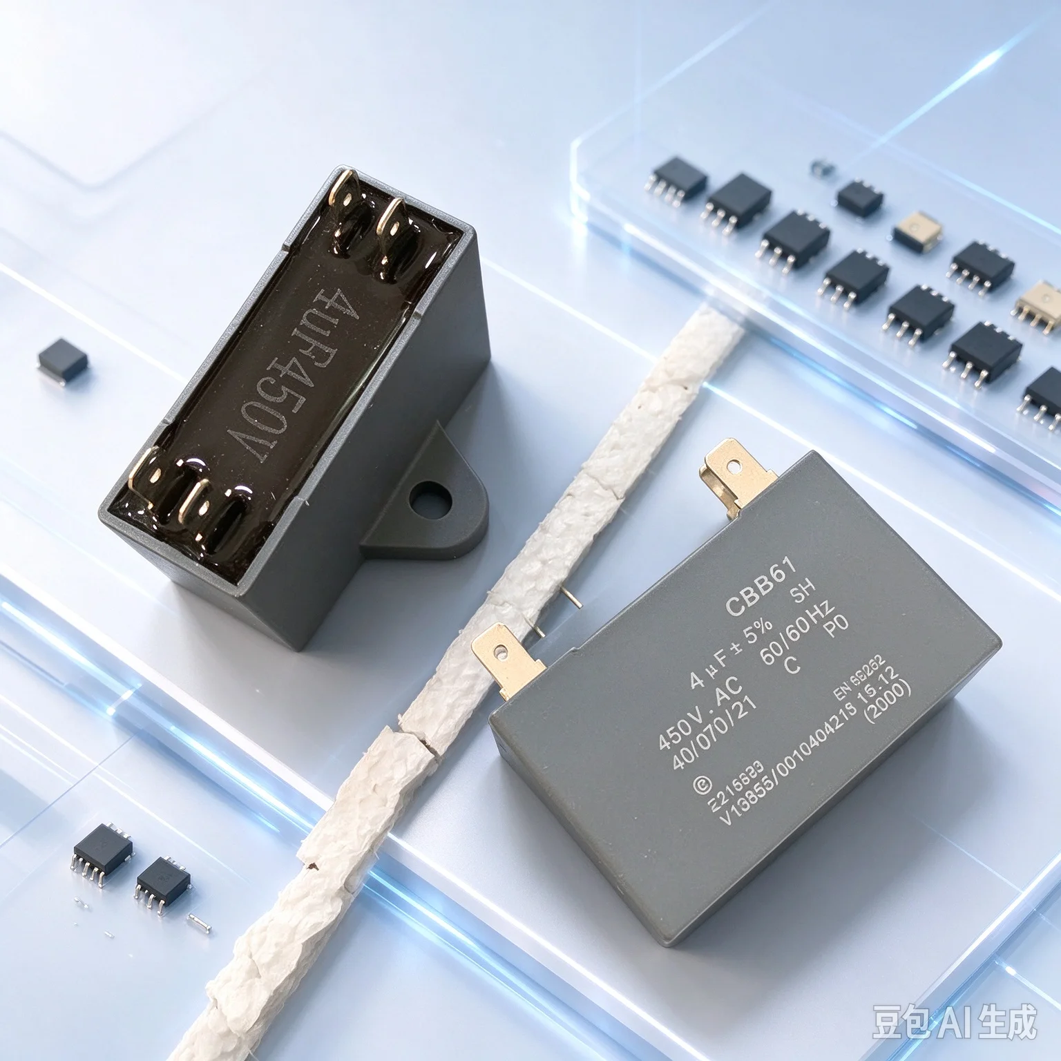 New for BM CBB61 4UF 450VAC Fan Start Capacitor,4 Pin Terminal for Air Conditioner Range Hood  20pcs