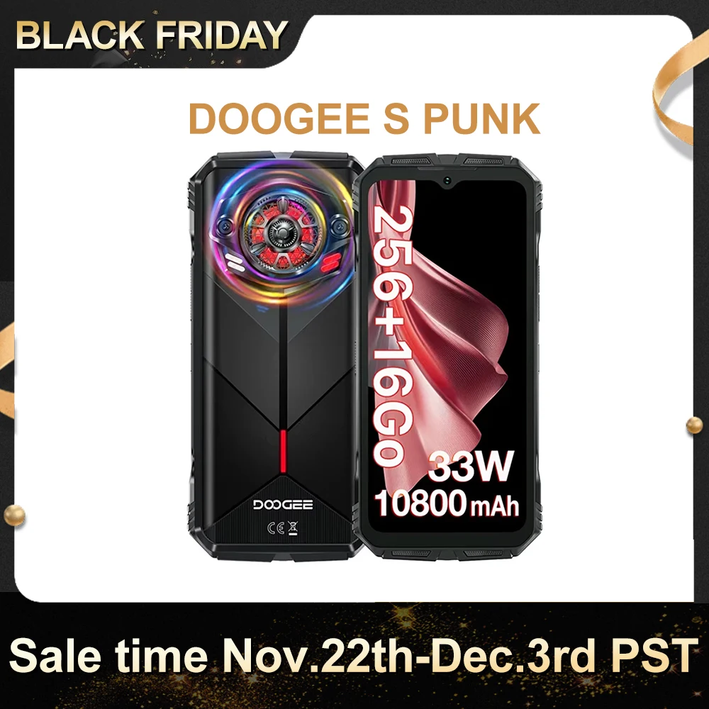 DOOGEE S Punk Phone robust LED light effect, Android 14, large Amplitude, display 6.58 