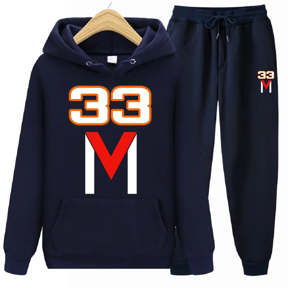 Men 2Pcs Sets Fleece Hoodies And Sweat Pants Set M33 Maxs Car F1 33M Car Track Suit Sportswear Unisex Ensemble Homme