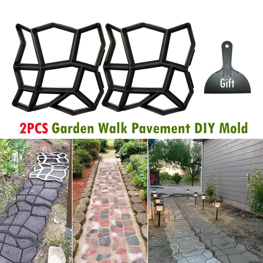 2PCS Garden Walk Pavement Mold DIY Manually Paving Cement Brick Stone Road Concrete Molds Path Maker Wielokrotnego użytku Garden Stone Road