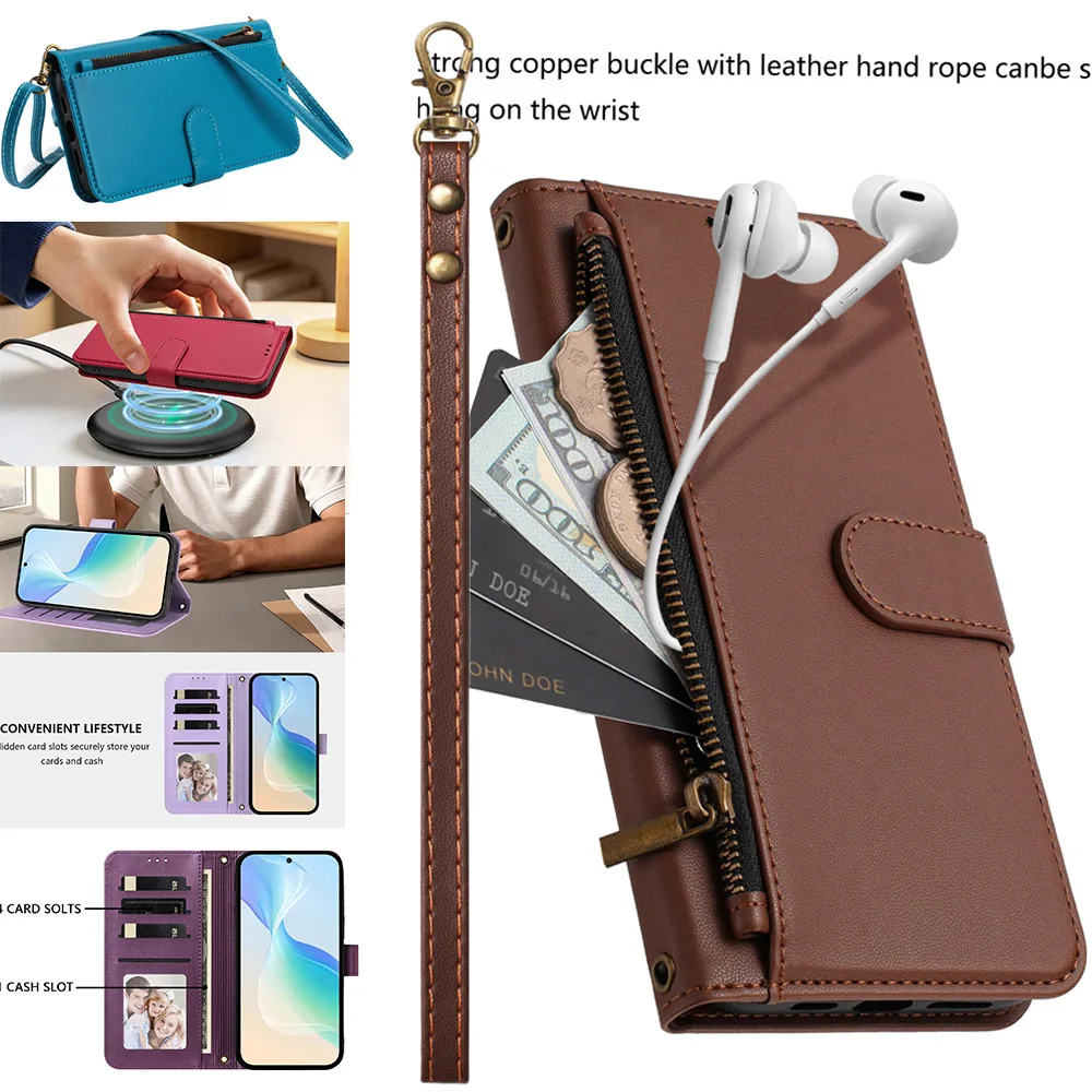 Crossbody Flip Wallet Case for Samsung Galaxy S26 Ultra S25E S25 Plus S24 FE S23 + S22 Stand Leather Case Anti Fall Phone Cover