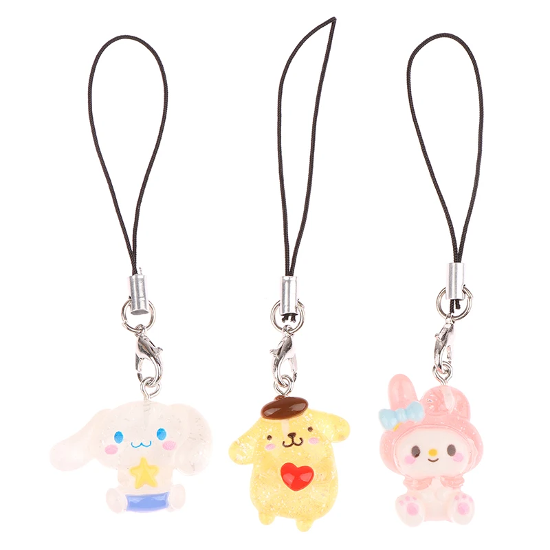 1PCS Sanrio Phone Pendant Melody Cinnamoroll Keychain Lanyard Kuromi Bag Charm Hello Kitty Hanging Rope Decoration