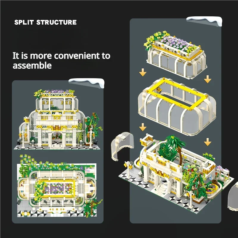 

2231PCS City Garden Building Blocks Plant Street Model with Lights Desktop Decoration Educational DIY Toy Holiday Gift for Kids
