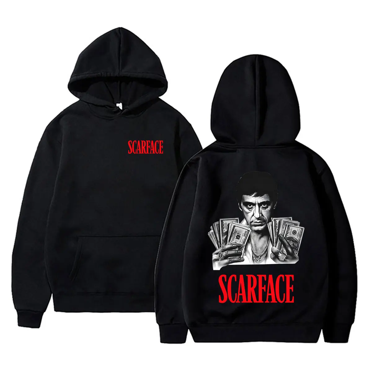 

90s Classic Gangsters Movie Scarface Tony Montana Al Pacino Hoodie Men Women Rock Oversized Pullover Male Vintage Casual Hoodies