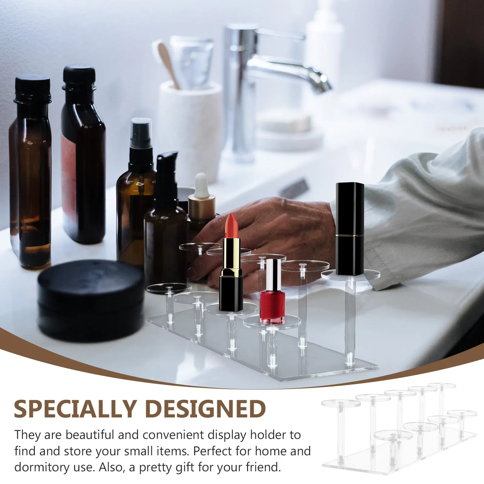 Stepped Style Acrylic Display Shelf Transparent Multi-Layer Jewelry Holder Space Saving Wall Mounted Storage Rack for Cosmetics