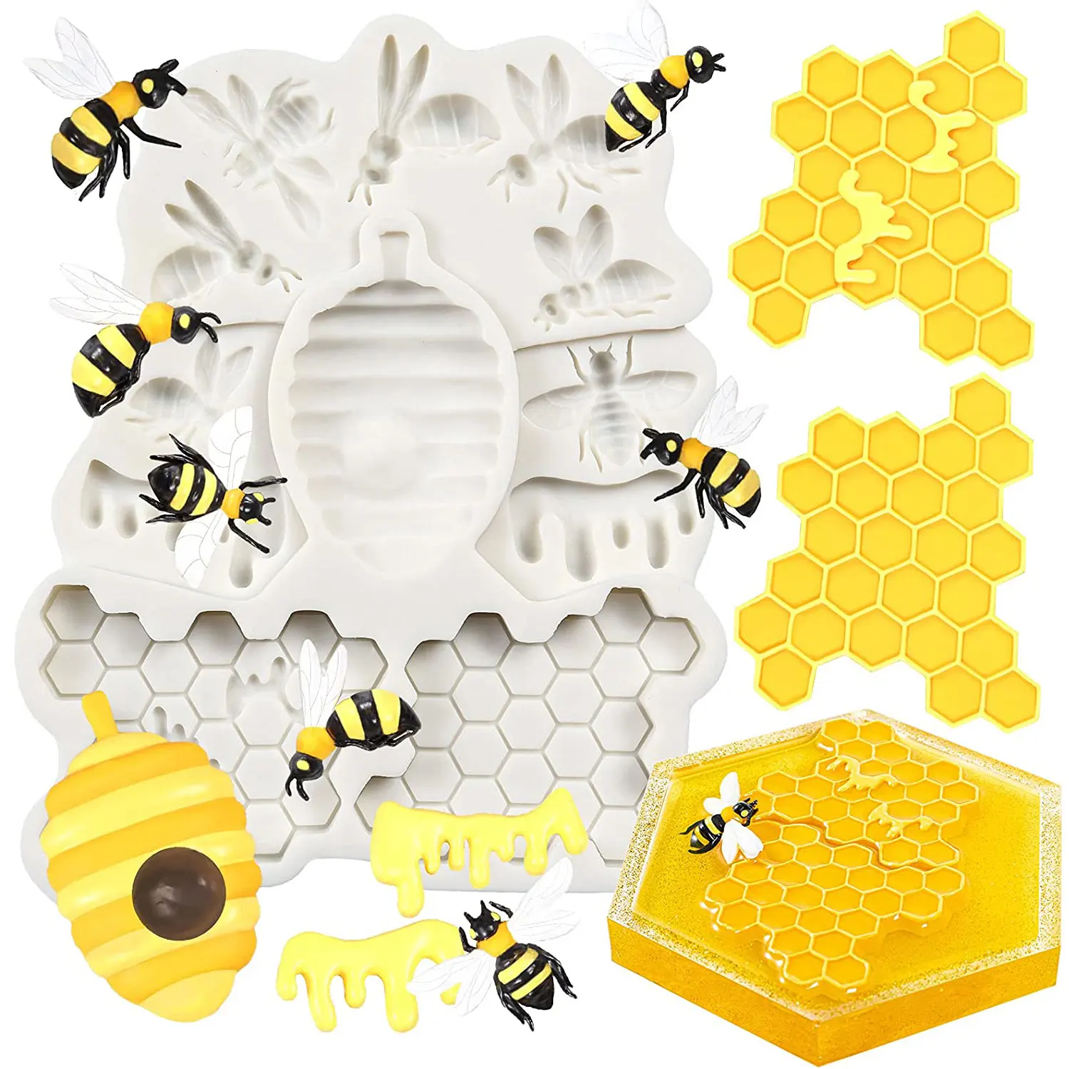 Bee and Honeycomb Silicone Mold Fondant Cake Decorating Mould Sugarcraft Chocolate Baking Tools For Cake Kitchenware XK123