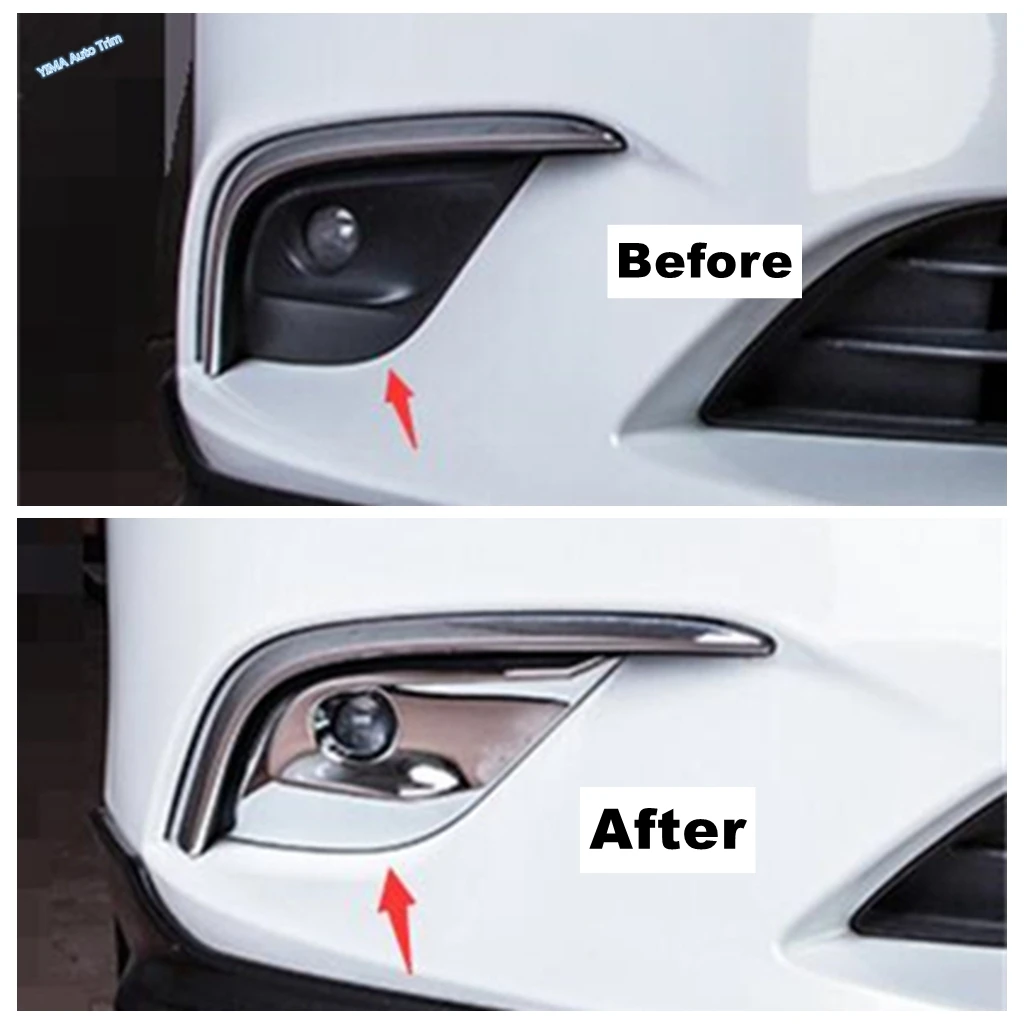 ABS Shiny Car Front Fog Lights Lamp Bezel Decor Stickers Cover Trim Fit For Mazda 6 Atenza Sedan & Wagon 2016 2017 Accessories