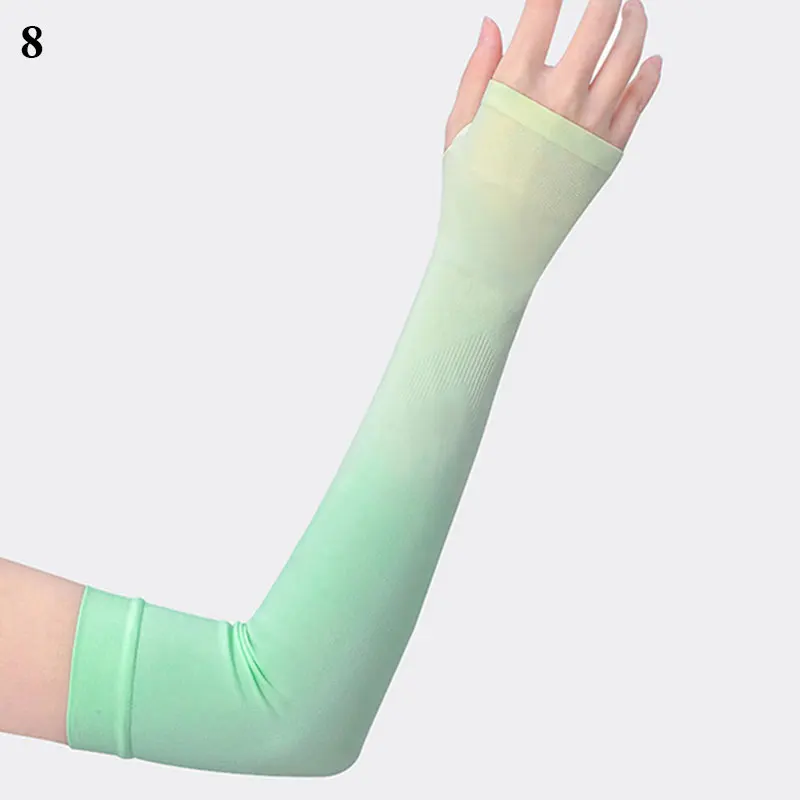 Manga de brazo de tela de hielo de Color degradado, Mangas de brazo de conducción Anti-UV de enfriamiento, cubierta de brazo fresca para ciclismo,