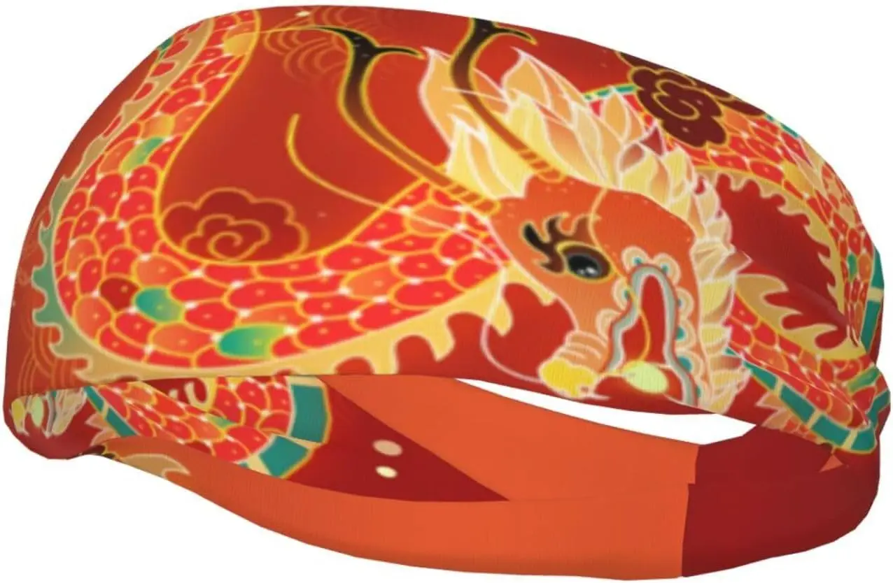 

Chinese Dragon Headbands Japanese Dragon Sweatband Fashion Summer Hair Bands for Tennis,Basketball,Running,Gym,Working Out