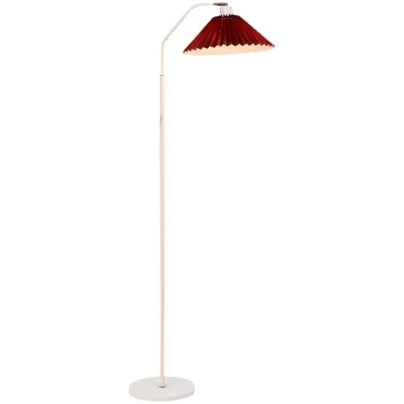 Nordic Style Pleated Shade Standing Lamp – E27 LED Compatible Floor Light for Bedroom, Living Area & Cozy Reading Corner
