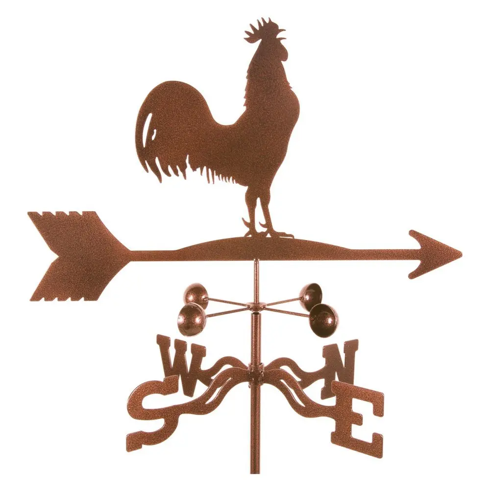 EZ Vane Steel Rooster Weathervane with Wind Cups — 4-Sided Mount, Customized