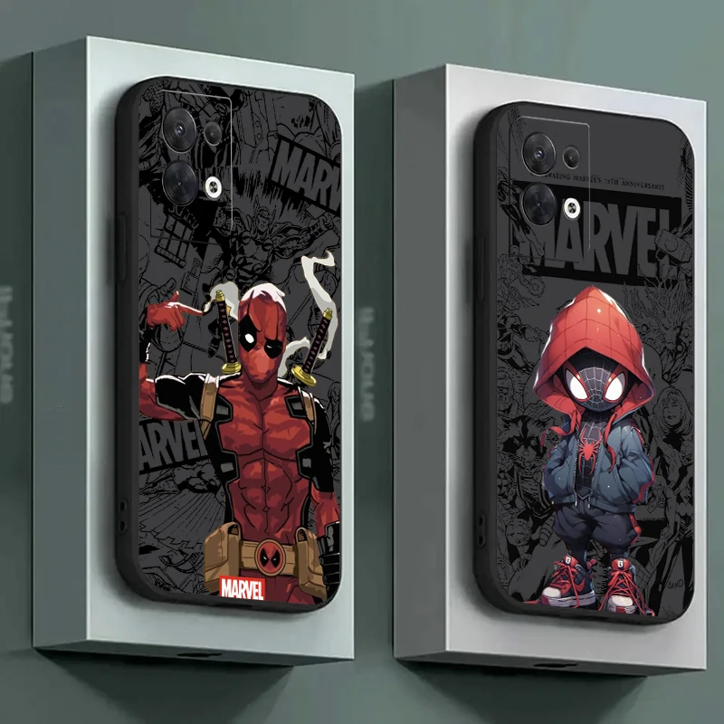 Marvel Spiderman Deadpool Phone Case For OPPO FIND X6 X5 X3 Pro Lite Neo OPPO Reno 9 8 7 Pro Lite 8T 8Z 7Z 5G Liquid Silicone