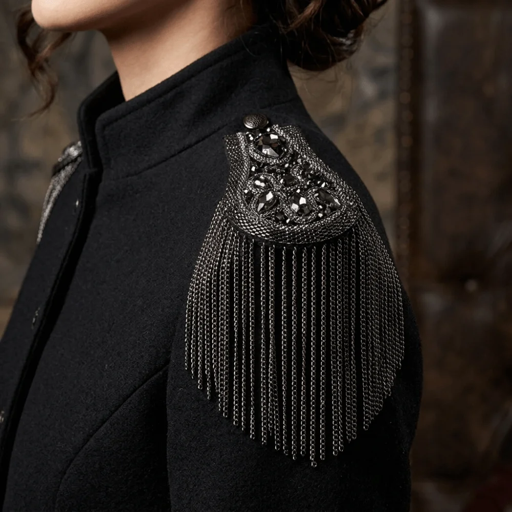 Alloy Tassel Epaulettes Decorative Rhinestone Shoulder Board Reinforced Stitching Lightweight Shoulder Mark Choir Performance