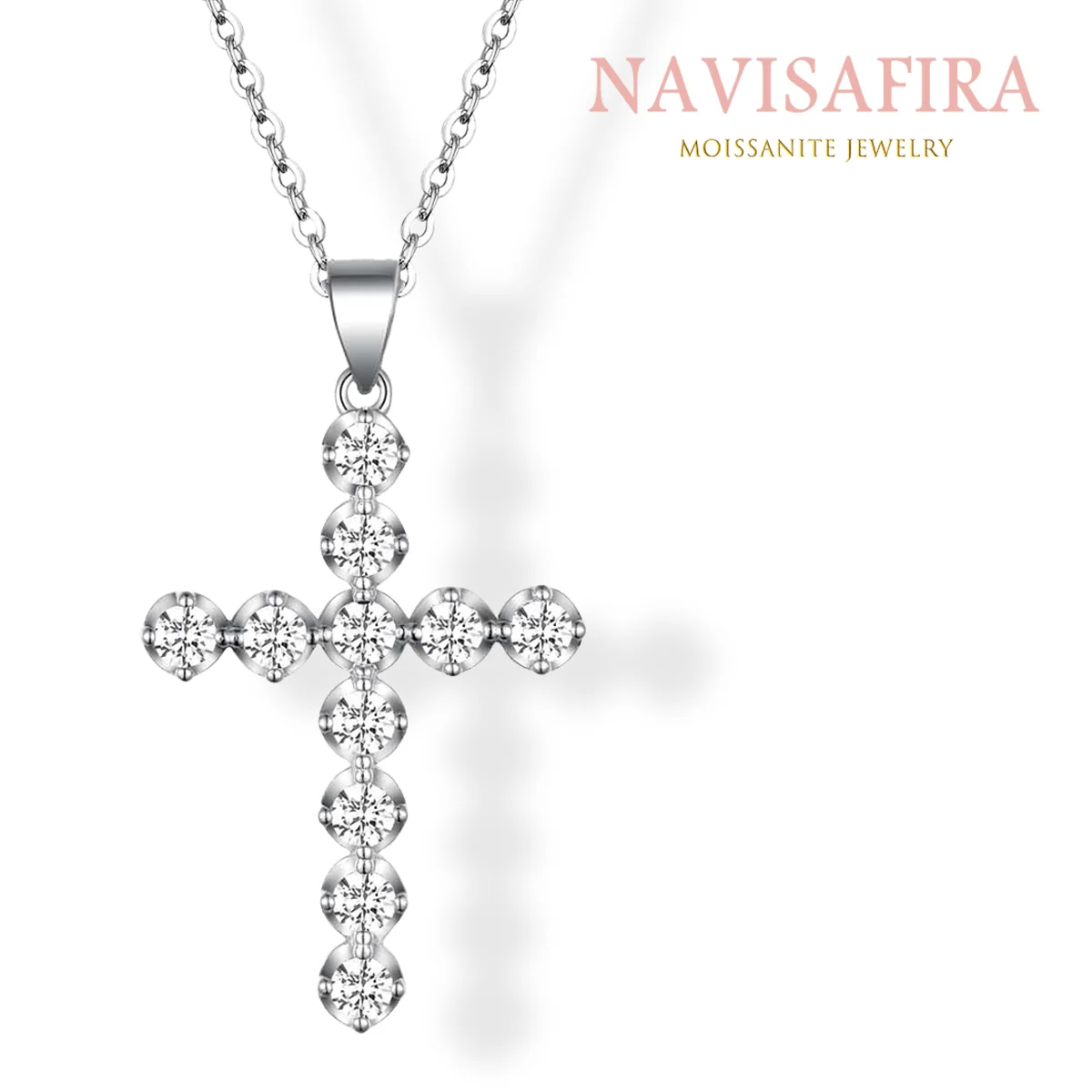 

S925 Silver-Plated Moissanite Cross Pendant – Elegant Minimalist Design, Symbol of Faith and Strength for All Occasions