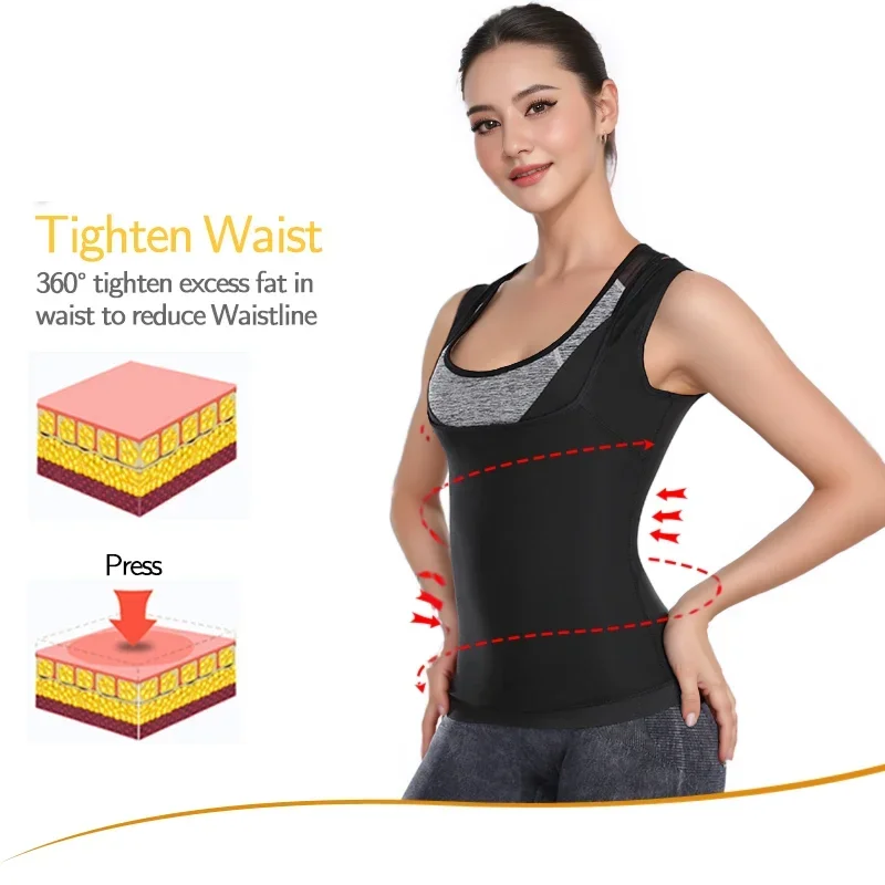 Sauna Suit for Women Body Shaper Heat Trapping Vest  Weight Loss Workout Shirt Tank Top Slimming Women Shapwear Training