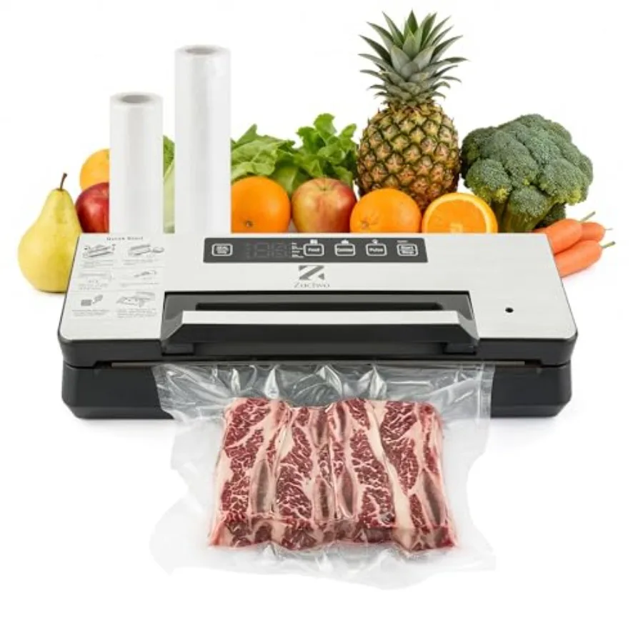 

Food storage sous vide vacuum sealer with dual pump stainless steel body black color double heat seal 5mm wide built-in cutter