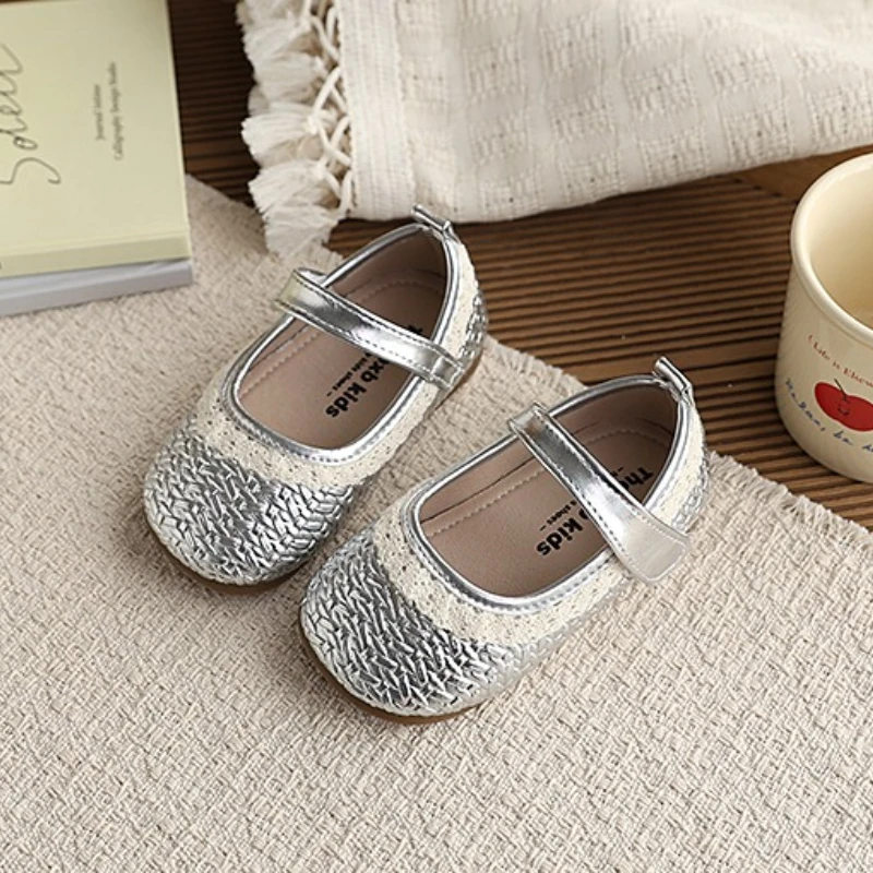 

Children's Flat Shoes Two-color Front Cover Casual Shoes Fashionable Versatile with Lace Edges Women's Slip-on Princess Shoes.