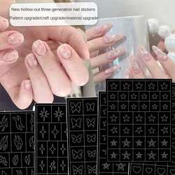 1pc Airbrush Stencil For Nails Heart Butterfly Stars Pattern Hollow Nail Sticker Templates For French Manicure Tips Nail Design