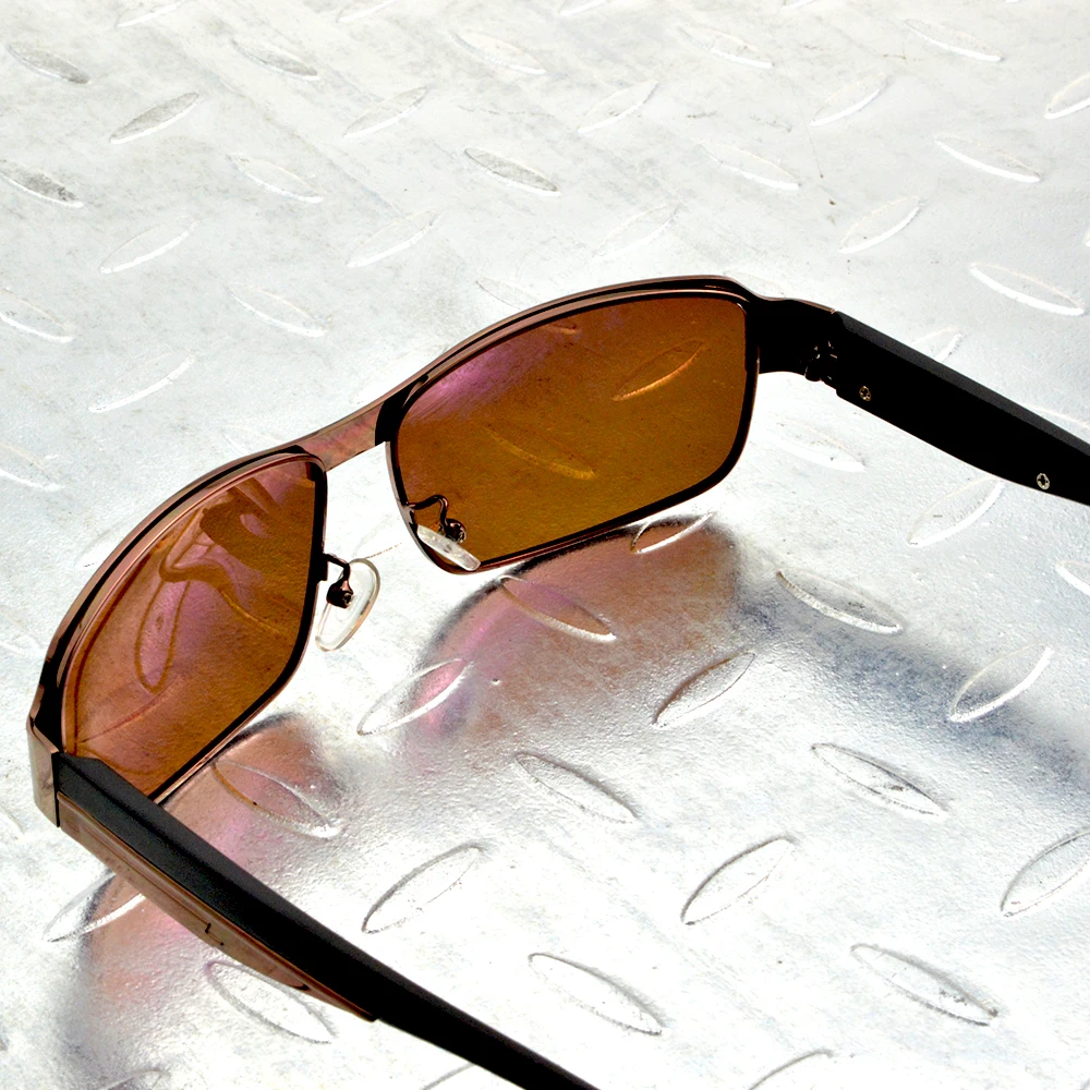 Alloy prostokąt brązowy spolaryzowane okulary Uv400 Uv100 % męskie tarcza sportowe brązowe soczewki okulary Outdoor Driving Fish — zdjęcie 5