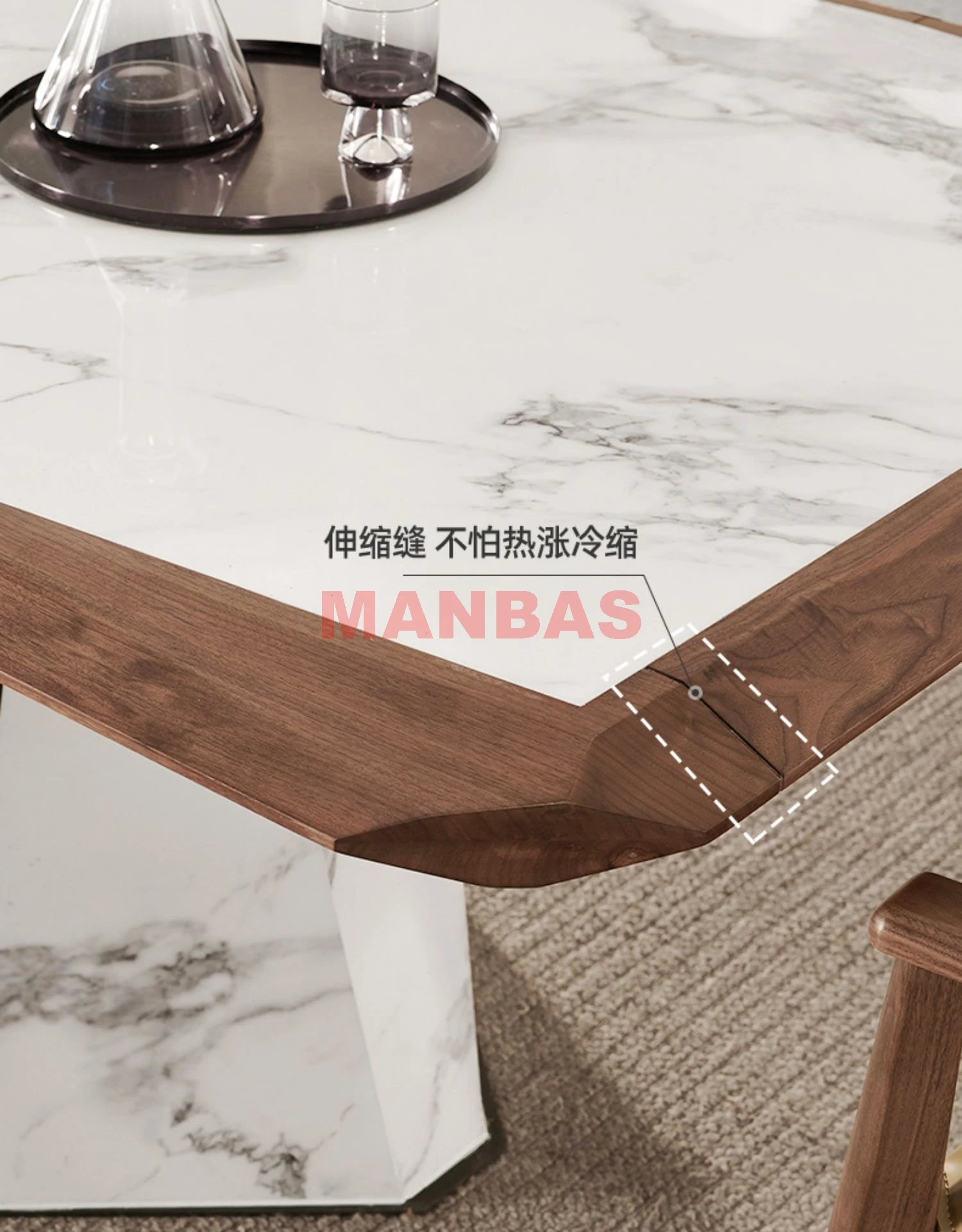 Linlamlim-mesa De Comedor rectangular De piedra sinterizada, mueble De cocina nórdico para el hogar