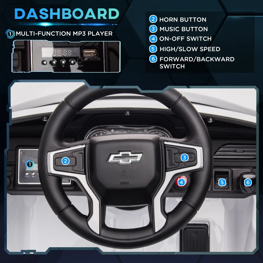 Con licencia para Chevrolet TAHOE Kids Ride on Car Coche eléctrico para niños con batería de 12 V con control remoto Música, luces, bocina